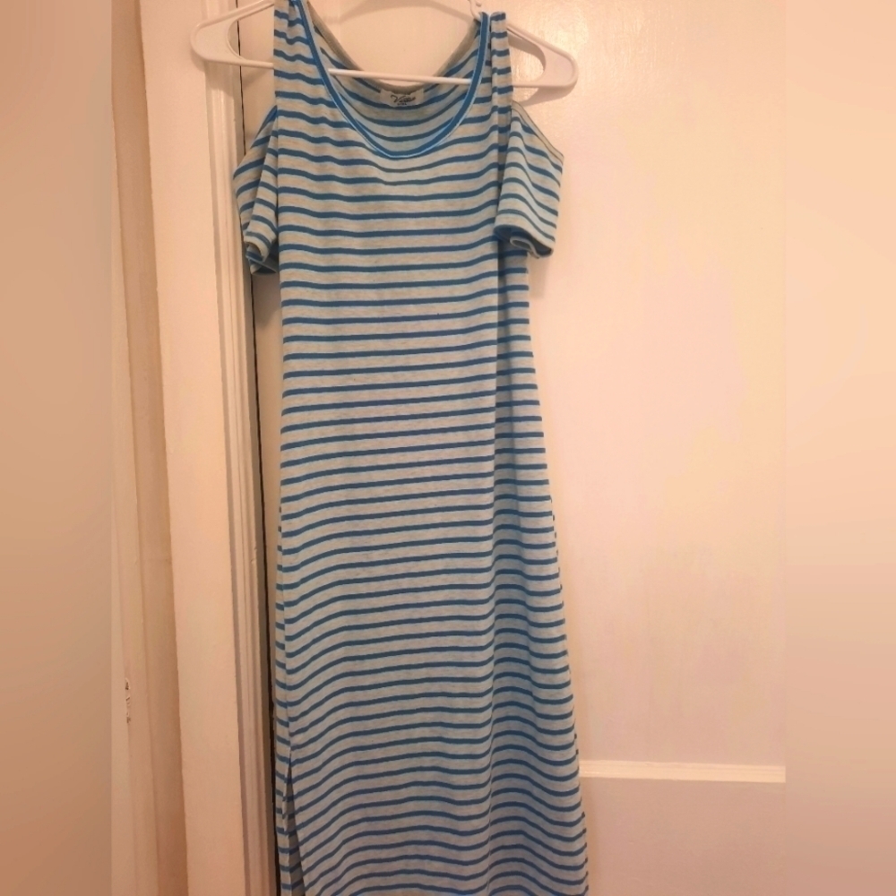 Grey&Teal Cold shoulder dress